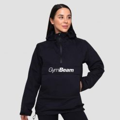 Kurtka damska turystyka przeciwdeszczowa czarna Smock. Czarne kurtki damskie GYMBEAM, s, bez wzorów, z materiału, z kapturem. Za 173.90 zł.