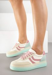 Jasnożółte Sneakersy Typu Kultowe Tenisówki na Niskiej Platformie Olritia. Żółte trampki i tenisówki damskie Renee, bez wzorów, z materiału. Za 119.99 zł.
