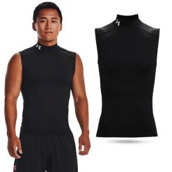 Koszulka termoaktywna męska Under Armour HeatGear Mock bez rękawów tank top. Czarne bielizna termoaktywna męska Under Armour, m, bez wzorów. Za 109.99 zł.