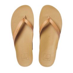 Japonki plażowe damskie REEF Cushion Cloud. Brązowe klapki damskie Reef, bez wzorów, bez obcasa. Za 169.99 zł.