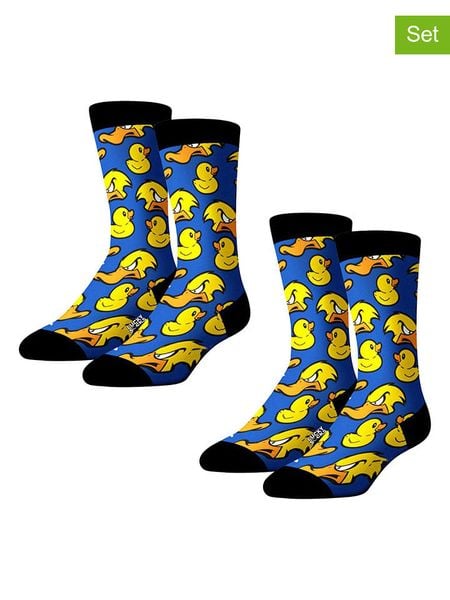 Lucky Socks Skarpety (2 pary) w kolorze czarno-żółto-granatowym rozmiar: 41-46. Czarne skarpetki męskie Lucky Socks, bez wzorów, prążkowane. Za 37.12 zł.