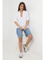 Le Monde du Lin Lniana bluzka w kolorze białym rozmiar: 40/42. Białe bluzki damskie Le Monde du Lin, bez wzorów, ze lnu, bez kołnierzyka, bez ramiączek. Za 130.99 zł.