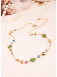 L'Atelier de Gaia Pozłacany naszyjnik perłami i cyrkoniami - dł. 50 cm rozmiar: onesize. Zielone naszyjniki damskie L'Atelier de Gaia, pozłacane. Za 139.20 zł.