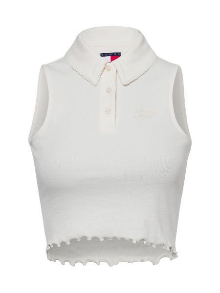Tommy Jeans crop top Kobiety Bawełna biały, S. Białe topy sportowe damskie Tommy Jeans, s, bez wzorów, z bawełny, bez ramiączek. Za 269.95 zł.