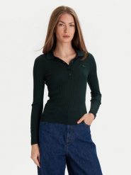 Lacoste Sweter AF4006 Zielony Slim Fit. Zielone swetry klasyczne damskie Lacoste, z wełny, bez kołnierzyka. Za 729.99 zł.