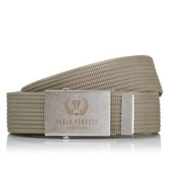 Pasek parciany PAOLO PERUZZI PW-06-105 khaki. Brązowe paski męskie Paolo Peruzzi, bez wzorów, z materiału. Za 34.99 zł.