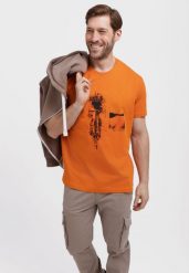 T-shirt bawełniany, Comfort Fit, T-ROADBIKE. Brązowe t-shirty męskie Volcano, na wiosnę, l, bez wzorów, z bawełny, bez kołnierzyka. Za 69.99 zł.
