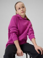 Bluza dresowa loose z kapturem dziewczęca 4F 4FJRSS26TSWSF3040. Fioletowe bluzy z kapturem damskie 4f, z bawełny. Za 80.99 zł.