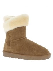 Gooce Skórzane kozaki zimowe "Beverly" w kolorze jasnobrązowym rozmiar: 39. Brązowe kozaki damskie Gooce, z materiału, bez obcasa. Za 217.99 zł.