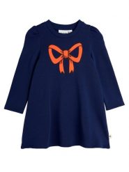 MINI RODINI Sukienka codzienna Bow 2515011360 Granatowy Regular Fit. Niebieskie sukienki dziewczęce Mini Rodini, bez wzorów, z bawełny, bez ramiączek. Za 179.99 zł.