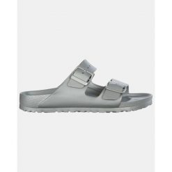 Klapki Birkenstock Arizona Eva Damskie. Szare klapki damskie Birkenstock, bez wzorów, z materiału, bez obcasa. Za 331.00 zł.
