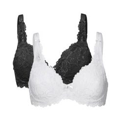 Cellbes Biustonosz z fiszbinami Maria 2 Pack czarny biały female czarny/biały 75B. Białe biustonosze sportowe damskie Cellbes, bez wzorów, z koronki. Za 159.00 zł.