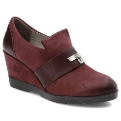 Bordowe Półbuty Lemar Wygodne Buty Na Koturnie. Czerwone czółenka damskie Lemar, bez wzorów, z nubiku, biznesowe, bez obcasa, na koturnie. Za 189.00 zł.