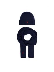 Polo Ralph Lauren Zestaw szalik i czapka 7,10951E+11 Granatowy. Niebieskie czapki zimowe damskie Polo Ralph Lauren, z wełny. Za 859.99 zł.