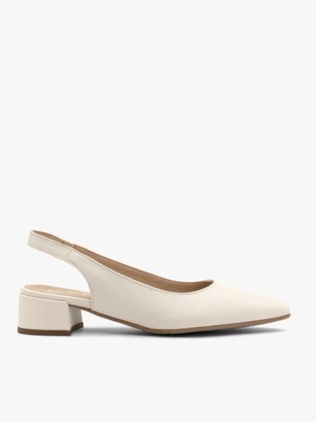 Kremowe czółenka slingback bez pięty. Brązowe czółenka damskie Brawo sp. z o.o., bez wzorów, z materiału, bez obcasa, na obcasie. W wyprzedaży za 269.99 zł.
