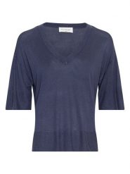 MOSS COPENHAGEN Bluzka w kolorze granatowym rozmiar: S/M. Niebieskie bluzki damskie MOSS COPENHAGEN, m, bez wzorów, bez kołnierzyka, bez ramiączek. Za 113.90 zł.