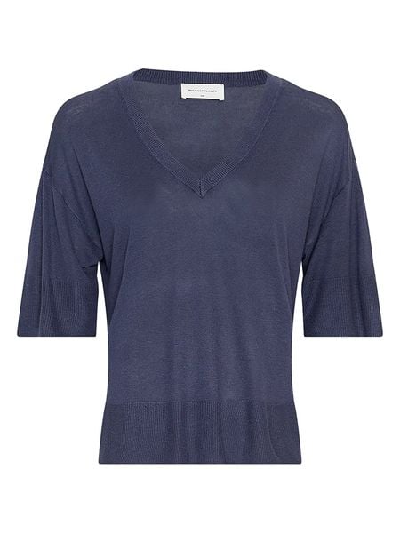 MOSS COPENHAGEN Bluzka w kolorze granatowym rozmiar: S/M. Niebieskie bluzki damskie MOSS COPENHAGEN, m, bez wzorów, bez kołnierzyka, bez ramiączek. Za 113.90 zł.