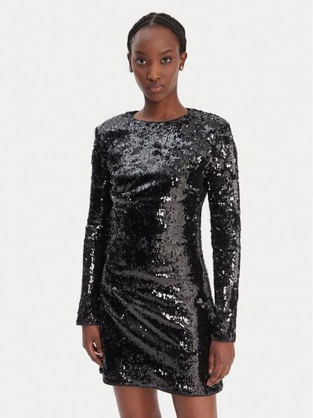 Guess Sukienka koktajlowa W6RK52 KD020 Czarny Regular Fit. Czarne sukienki damskie Guess, l, z aplikacjami, z syntetyku, wizytowe, bez kołnierzyka, bez ramiączek. Za 659.99 zł.