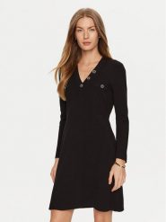 TWINSET Sukienka dzianinowa 241TP3094 Czarny Regular Fit. Czarne sukienki damskie Twinset, s, bez wzorów, z dzianiny, bez kołnierzyka, bez ramiączek. Za 799.99 zł.