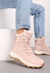 Różowe Botki Trekkingowe na Platformie ze Sznurowaniem Labrinna. Czerwone obuwie trekkingowe damskie Renee. Za 149.99 zł.