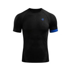 Koszulka kompresyjna męska czarna/niebieska do treningu. Czarne t-shirty sportowe męskie R-EVENGE, na zimę, l, ze skóry, bez ramiączek, na fitness i siłownię. Za 211.90 zł.