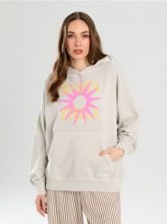 Bluza hoodie z nadrukiem - szary. Szare bluzy bez kaptura damskie Sinsay, l. Za 49.99 zł.