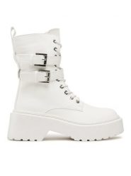 DeeZee Trapery WS5656-01 Biały. Białe trapery damskie DeeZee, ze skóry, bez obcasa. Za 179.99 zł.