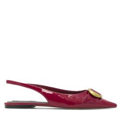 Sandały Nine West. Czerwone sandały damskie Nine West, bez wzorów, bez obcasa, na płaskiej podeszwie. Za 199.99 zł.