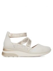 Remonte Półbuty D2411-81 Beżowy. Brązowe półbuty damskie Remonte, bez wzorów, ze skóry, bez obcasa, na koturnie. Za 369.99 zł.