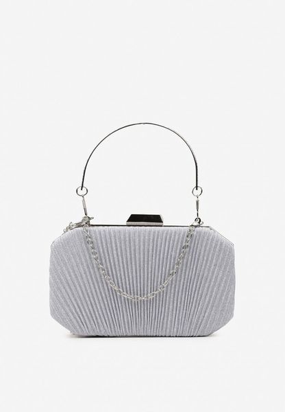 Srebrna Brokatowa Torebka Kopertówka o Owalnym Kształcie z Marszczeniami Llorentia. Szare torebki klasyczne damskie Born2be, bez wzorów, wizytowe, bez kołnierzyka, bez ramiączek. Za 89.99 zł.