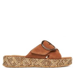 Klapki Tamaris. Brązowe klapki damskie Tamaris, bez wzorów, bez obcasa. Za 349.99 zł.