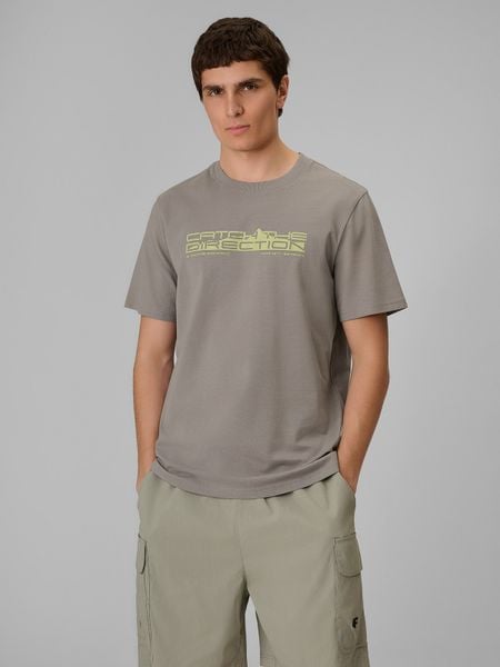 4F T-shirt regular z nadrukiem męski - szary L. Szare t-shirty męskie 4f, l, bez wzorów, z materiału, bez kołnierzyka. Za 69.99 zł.