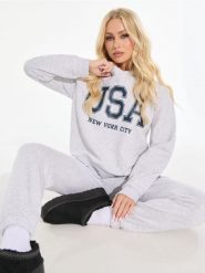 Bluza z napisem - szary. Szare bluzy sportowe damskie Sinsay, l. W wyprzedaży za 25.99 zł.