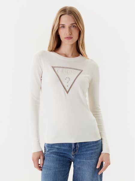 Guess Sweter W5YR23 Z2NQ2 Écru Regular Fit. Swetry klasyczne damskie Guess, xs, z wiskozy, bez kołnierzyka. Za 269.99 zł.