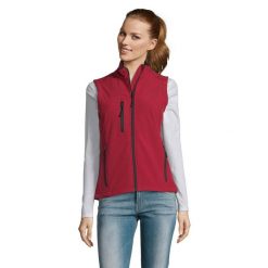 Damska Kamizelka Bez Rękawów Rallye Softshell. Czerwone kamizelki damskie SOL'S, s, bez wzorów, z softshellu, bez kaptura. Za 186.99 zł.