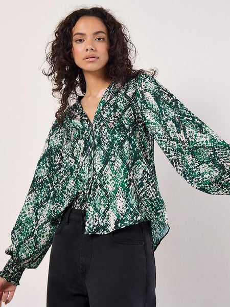 Apricot Bluzka w kolorze zielono-białym rozmiar: XL. Zielone bluzki damskie Apricot, xl, bez wzorów, bez kołnierzyka, bez ramiączek. Za 100.04 zł.