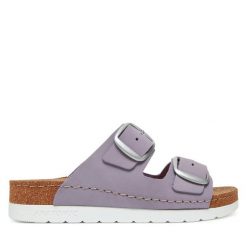 Klapki Dr. Brinkmann. Fioletowe klapki damskie Dr. Brinkmann, bez wzorów, bez obcasa. Za 309.99 zł.