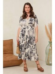 Curvy Lady Sukienka w kolorze czarno-kremowym rozmiar: 44/46. Brązowe sukienki damskie Curvy Lady, z aplikacjami, z wiskozy, klasyczne, bez kołnierzyka, bez ramiączek, maxi. Za 157.73 zł.
