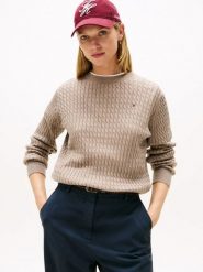 Tommy Hilfiger Sweter z dzianiny Kobiety Bawełna beżowy|brązowy, XL. Brązowe swetry klasyczne damskie Tommy Hilfiger, xl, z bawełny, bez kołnierzyka. Za 429.95 zł.
