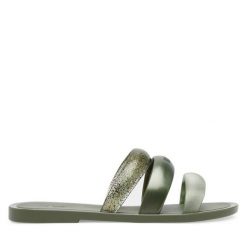 Klapki Melissa. Zielone klapki damskie Melissa, bez wzorów, bez obcasa. Za 169.99 zł.