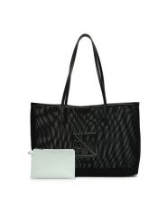 Calvin Klein Torebka Emblem Mesh Tote LV04F3380G Czarny. Czarne torebki klasyczne damskie CALVIN KLEIN, bez wzorów, z materiału, bez dodatków. Za 529.99 zł.