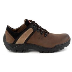 Olivier Skórzane buty trekkingowe męskie 311GT ciemno brązowe. Brązowe buty trekkingowe męskie ze skóry, bez zapięcia, trekkingowe. Za 351.82 zł.