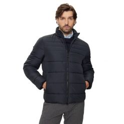 Kurtka puchowa zapinana na zamek Geox Magnete. Niebieskie kurtki męskie Converse, na zimę, l, bez wzorów, z materiału, eleganckie, bez kaptura. Za 587.50 zł.