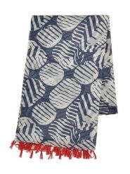 BLE Szal w kolorze niebiesko-białym - 180 x 100 cm rozmiar: onesize. Niebieskie szaliki i kominy damskie BLE, z aplikacjami, z bawełny. Za 37.91 zł.