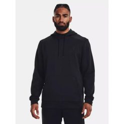 Bluza fitness męska Under Armour Armour Fleece Hoodie. Czarne bluzy sportowe męskie Under Armour, bez wzorów, sportowe, bez kołnierzyka, bez ramiączek. Za 182.99 zł.