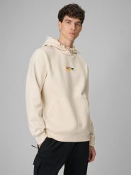 4F Bluza dresowa regular z kapturem męska - beżowa M. Brązowe bluzy z kapturem męskie 4f, m, z dresówki. Za 249.99 zł.