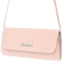 Kopertówka pudrowa Beltimore W65. Czerwone torebki wieczorowe z aplikacjami, ze skóry, eleganckie, bez kołnierzyka, bez ramiączek. Za 87.99 zł.