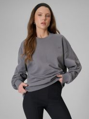 4F Bluza dresowa loose bez kaptura damska - szara XS. Szare bluzy bez kaptura damskie 4f, xs, z bawełny. Za 159.99 zł.