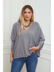 Plus Size Company Sweter "Cora" w kolorze szarym rozmiar: 42. Szare swetry klasyczne damskie Plus Size Company, plus size, bez kołnierzyka, plus size. Za 110.55 zł.