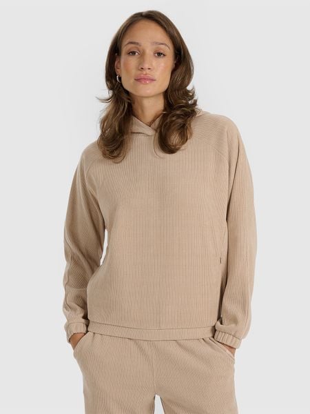 4F Bluza dresowa nierozpinana z kapturem damska - beżowa S. Brązowe bluzy z kapturem damskie 4f, s, z dresówki. W wyprzedaży za 139.99 zł.